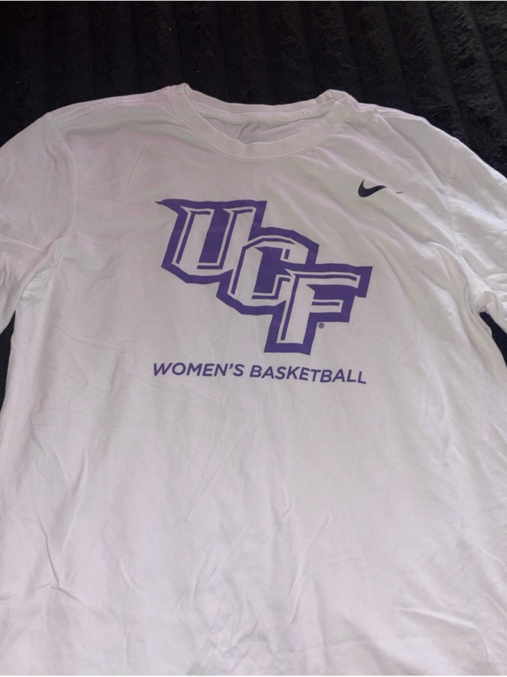 Nike White UCF Women's Basketball Long Sleeve Tee with Purple Logo